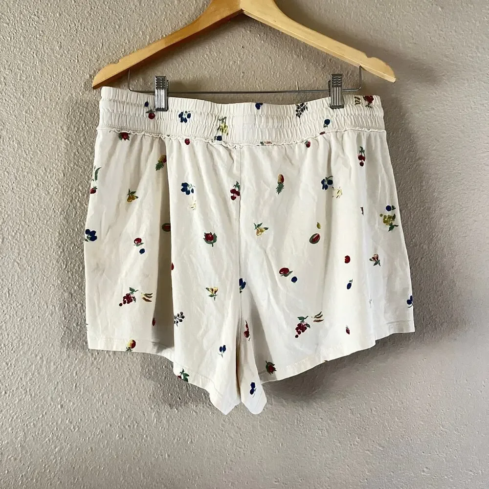 Madewell Raw-Edge Pajama shorts in fresca fruit